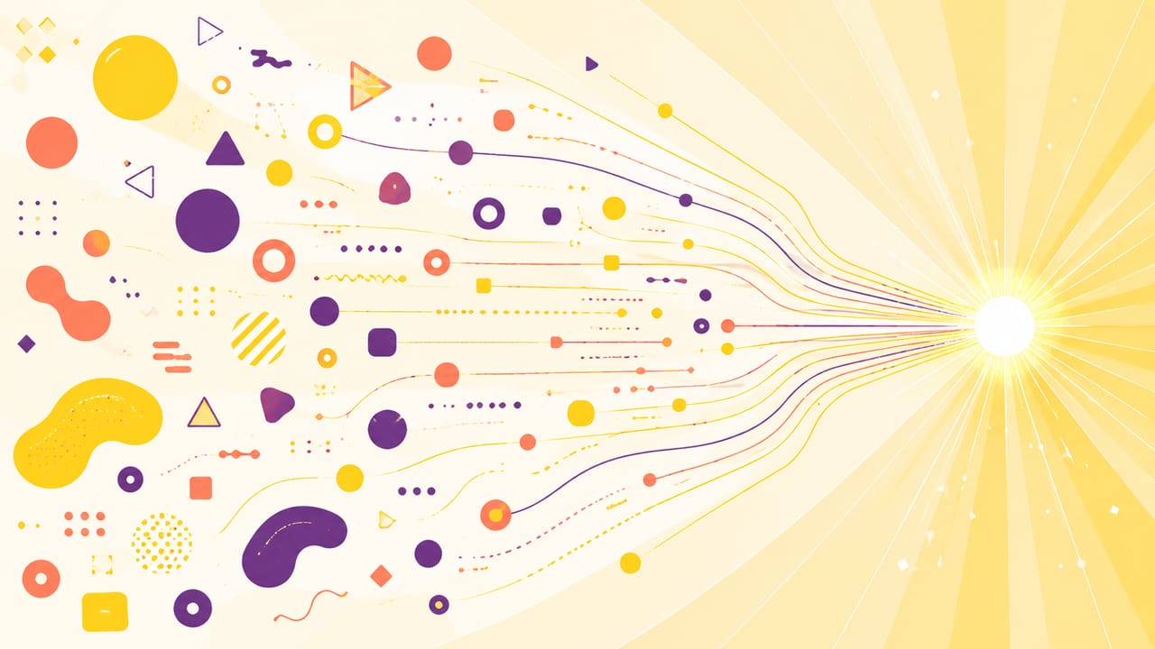 Abstract illustration: a small set of highlighted signals standing out from surrounding noise.