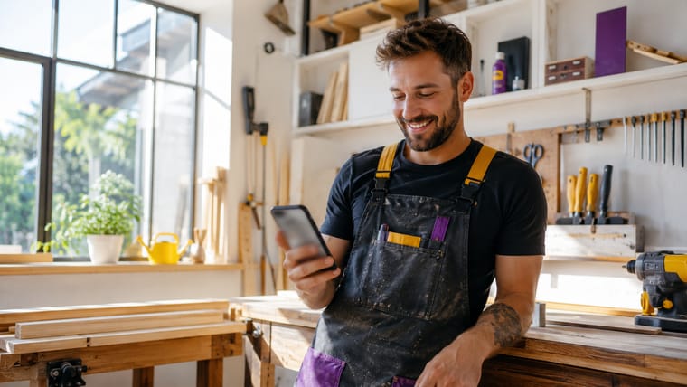 Business owner reviewing marketing results in a bright office
