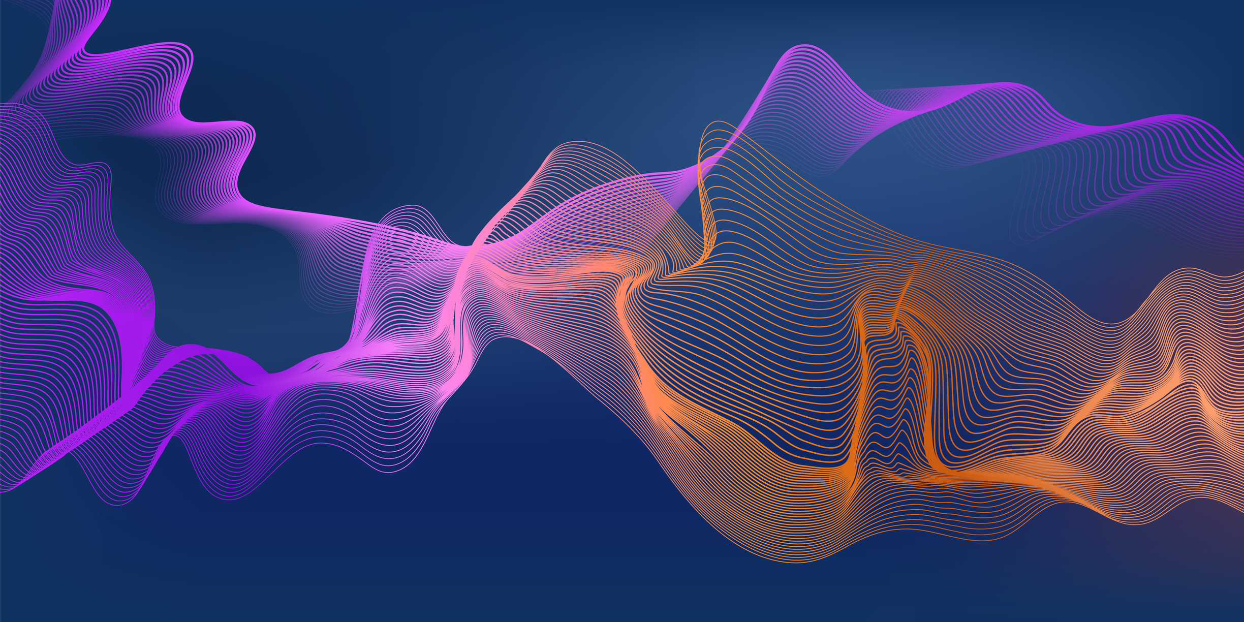Streams of light flowing across a dark field, several marketing channels running at once.